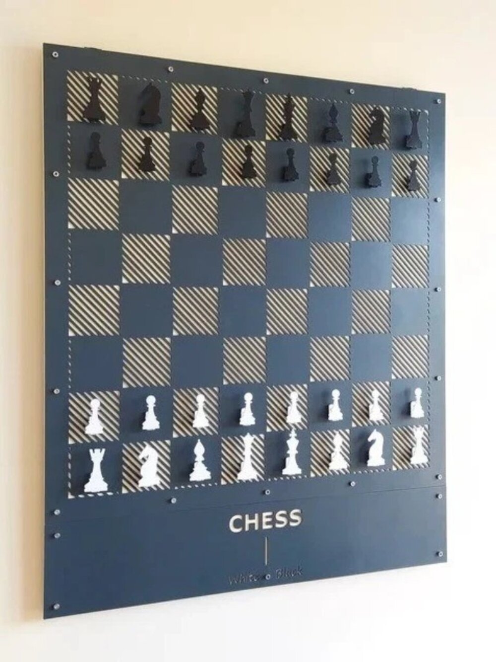 Large Wall-Mounted Chessboard Set with Magnetic Pieces